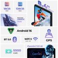 thumbnail image 3 of FPD Tablette Android 16 de 8 Pouces, Écran IPS FHD+, UNISOC T620 Octa-Core, 6 Go de RAM, Stockage de 128 Go, Extensible de 1 To, Tablette Wi-Fi 90 Hz, 340 g Léger-Gris, 3 of 5