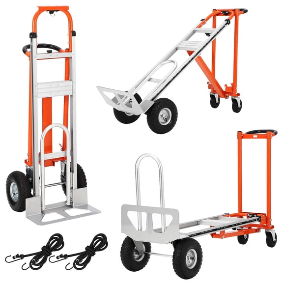 Yiwa 3-in-1 Folding Hand Truck Dolly – 770lbs Heavy Duty Aluminum Convertible Cart, Flatbed & Upright Modes, All-Terrain Wheels for Moving, Delivery, Warehouse