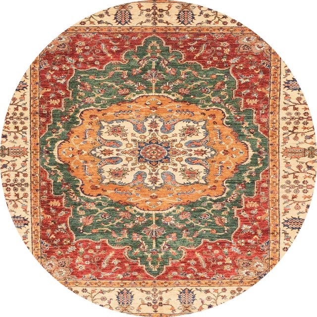 Ahgly Company Tapis d'Intérieur Ronds Abstraits Orientaux Rouges, 5 Pieds Rond