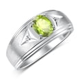 thumbnail image 3 of RYLOS Men's Rings Sterling Silver Classic 8X6MM Oval Gemstone &  Diamond Ring Peridot August Birthstone Rings For Man Silver Rings Size 13, 3 of 7