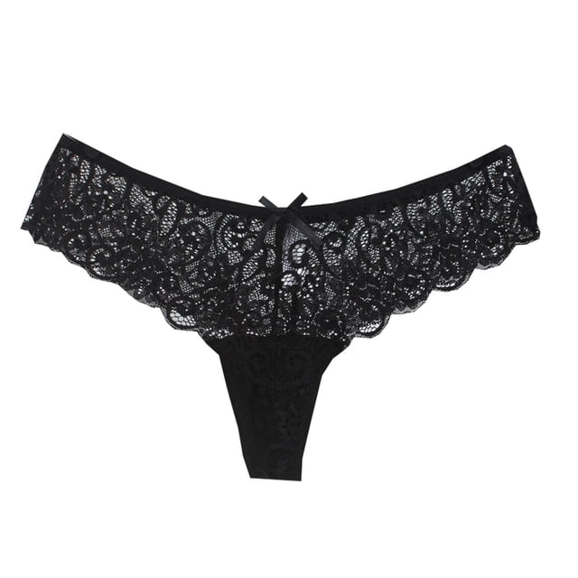 Birdeem Culotte String Taille Basse en Dentelle Transparente avec Nœud pour Femmes