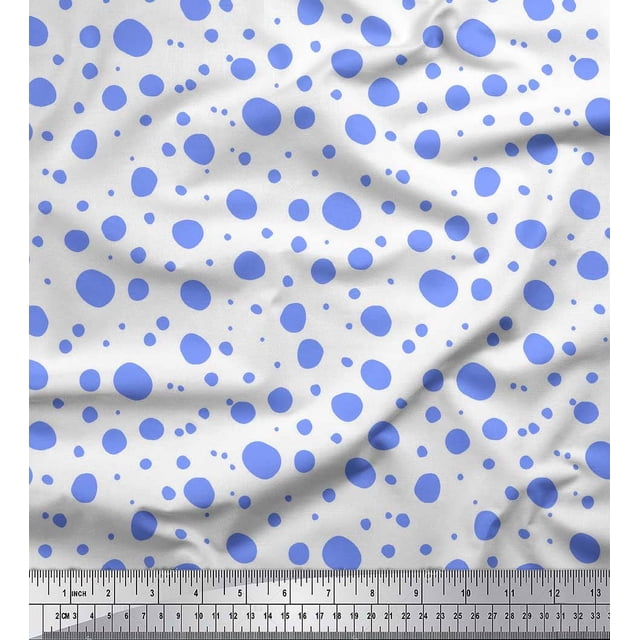 Soimoi Blue Heavy Satin Fabric Dots Dots Fabric Prints By Yard 54 Inch Wide