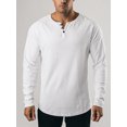 thumbnail image 2 of FAROOT T-shirt Décontracté pour Homme de Printemps Automne, Couleur Unie, Manches Longues, Col Ras du Cou, Chemise Boutonnée, Hauts, 2 of 7
