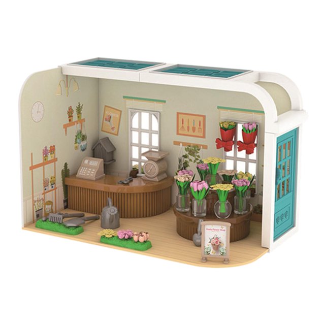 Milaget 1/12 Shop Dollhouse Model Kit Creative Room Dollhouse House Kit, for Flower Shop