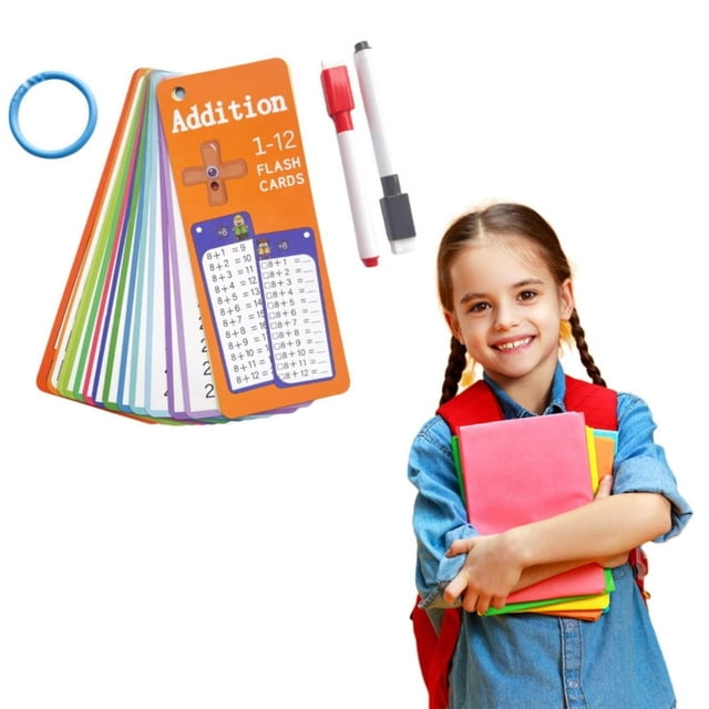 LEEYNEER Cartes Éclair de Multiplication 3e 6e Année 17 Pcs Table des Heures Cartes de Mathématiques avec Marqueurs Effaçables à Sec Outils d'Apprentissage Portables pour l'École à la Maison et la Salle de Classe