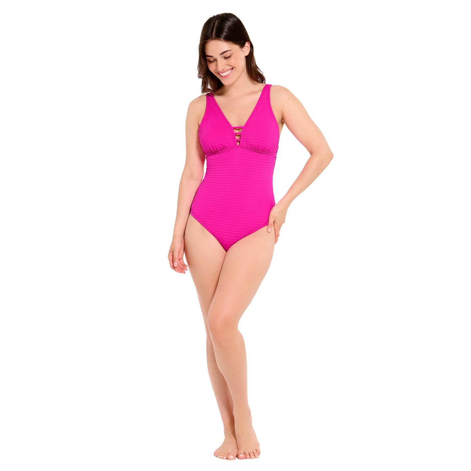 Maillot de bain une pièce Captiva texturé avec découpe à l’avant pour femme