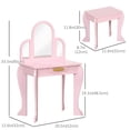thumbnail image 3 of Qaba Dressing Table Set with Drawer and Chair for 3-6 Years Old, Pink, 3 of 9