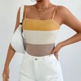 thumbnail image 4 of Yuyuzo Camisole Tops for Women Spaghetti Strap Tank Tops Ribbed Knit Cami Shirts Sleeveless Basic Top Color Block, 4 of 7