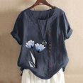 thumbnail image 5 of Birdeem Womens Summer Casual Round Neck Short Sleeve Printing Loose Shirt Tops, 5 of 5