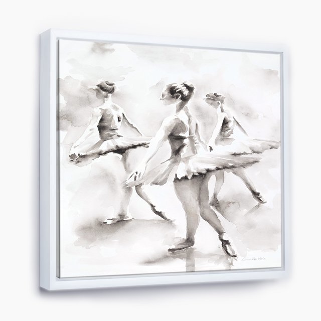 Ballerines Aquarelle Danse I - Toile Encadrée Campagnarde Française