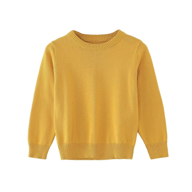 Children Sweater Knitted Round Neck Solid Pullover Boys Girls