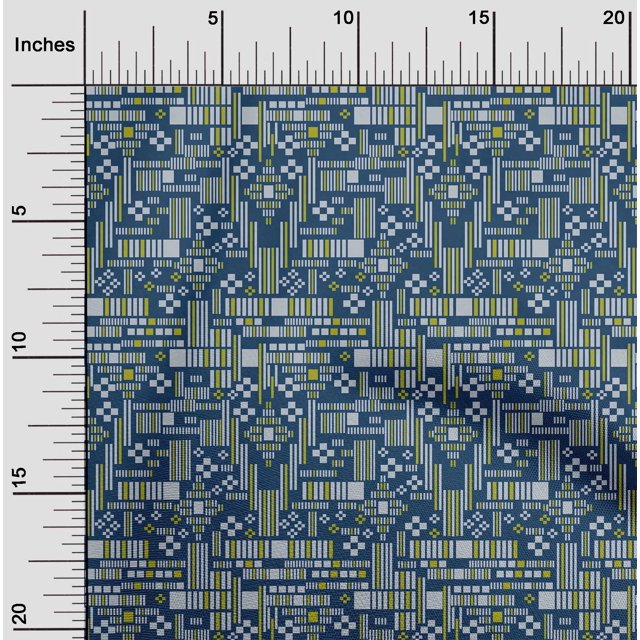 oneOone Viscose Chiffon Fabric Stripe & Square Geometric Print Sewing Fabric BTY 42 Inch Wide