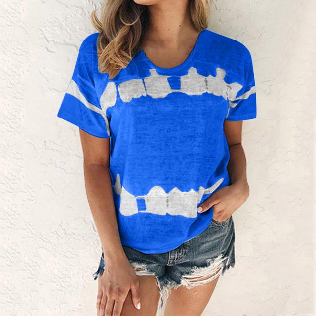 Wolfast T-Shirts pour Femmes Mode Femmes Mode T-Shirt Imprimé Manches Courtes Blouse Col Rond Hauts Décontractés Manches Courtes Blouses pour Femmes