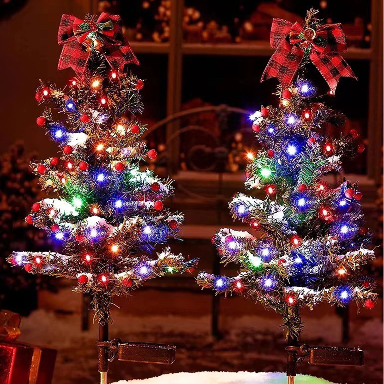 Solar Christmas Tree Lights – Outdoor Waterproof Pathway Stake Lights With 20 LEDs, Holiday Yard Decor (31.8 Inch)