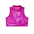thumbnail image 3 of Oyolan Enfants Filles Métallique Sans Manches Col Roulé Court Camisoles Ballet Danse Scène Performance Entraînement Gilet Rose Rouge 6, 3 of 5