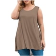 thumbnail image 2 of AherBiu Débardeurs d'Été Grande Taille pour Femmes Coupe Ample Col Rond Sans Manches Ourlet Mode Basique T-Shirt, 2 of 5