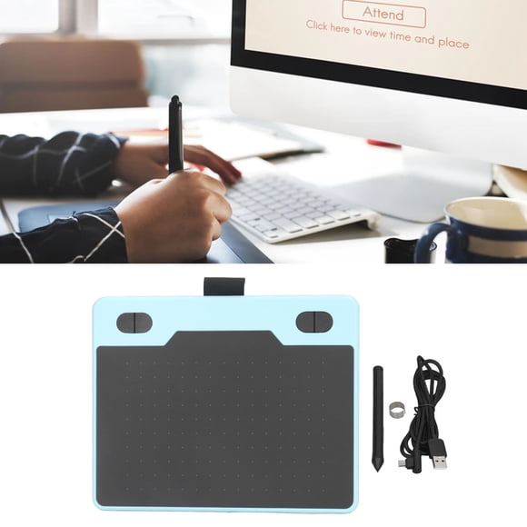Graphics Drawing Tablet, 233 PPS 5080 LPI Animation Tablet 155x100mm 4 Customizable Keys for Drawing White,Blue,