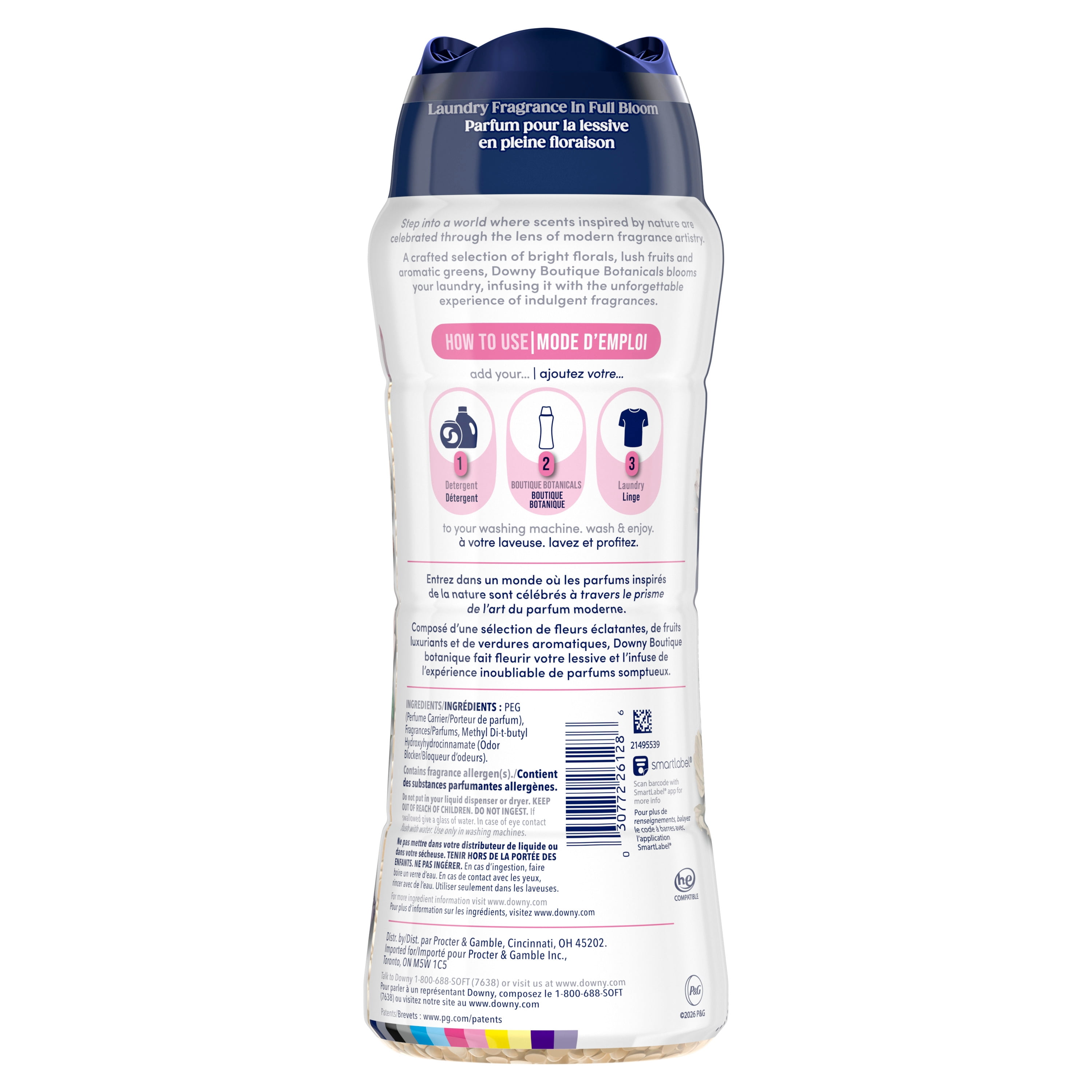 Downy Boutique Botanicals In Wash Laundry Scent Booster Beads, PEONIA Scent, 598 g, Boutique Fragrances inspired by the Artistry of Nature