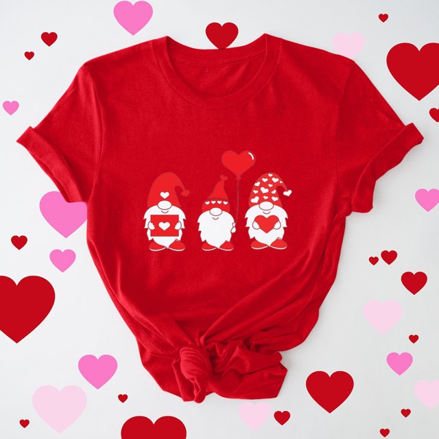 Meichang T-Shirts de la Saint-Valentin pour Femmes, T-Shirts Graphiques Amusants de la Saint-Valentin, Manches Courtes, Col Rond, T-Shirts de Fête en Liquidation, Cadeaux de la Saint-Valentin