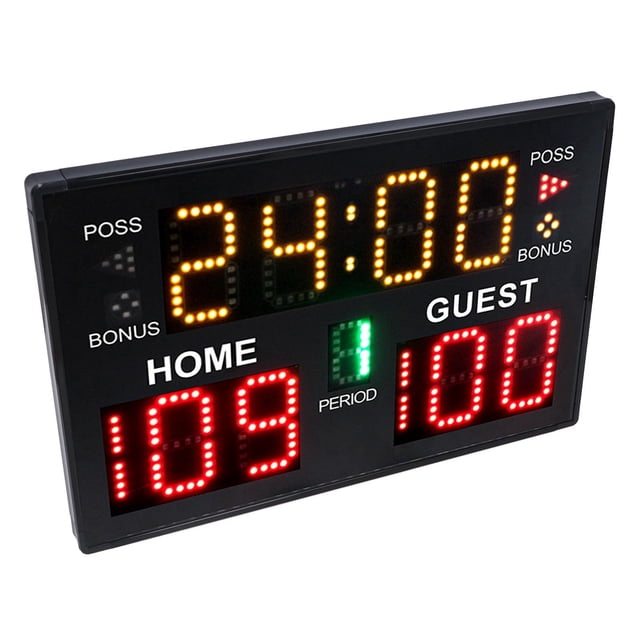 Basketball Electronic Scoreboard, Digital Basketball Scoreboard Multiple Modes LED Practical Complete Portable with Built in Speaker for Game Training
