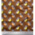 thumbnail image 1 of Soimoi Brown Cotton Voile Fabric American Robin Bird Decor Fabric Printed BTY 42 Inch Wide, 1 of 1