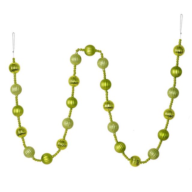 Vickerman M183573 6 ft. Lime Stripe Ball Garland