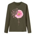 thumbnail image 3 of Fridja Haut Femme Cancer du Sein Décontracté Manches Longues Col Rond Chandail en Molleton Pull Blouse, 3 of 4