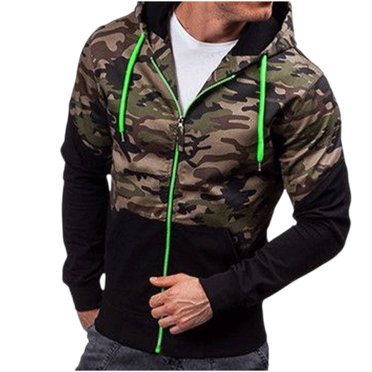 Rbaofujie Chandail à Capuchon pour Hommes Mode Sport Patchwork Couleur Camouflage Ample Sport Chaud Poche Chandail à Capuchon à Manches Longues Chemise en Flanelle pour Hommes