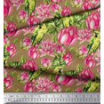 thumbnail image 3 of Soimoi polyester Crepe Fabric Parrot,Leaves & Lotus Floral Print Fabric by the Yard 42 Inch Wide, 3 of 3