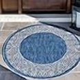 thumbnail image 3 of Unique Loom Tapis de Style Transitionnel pour Intérieur et Extérieur, Bordure Florale Traditionnelle, Collection Extérieure, 4 Pieds, Bleu/gris, 3 of 4