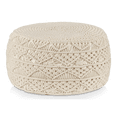 thumbnail image 1 of Bouclair Beige Macrame Ottoman, 1 of 10
