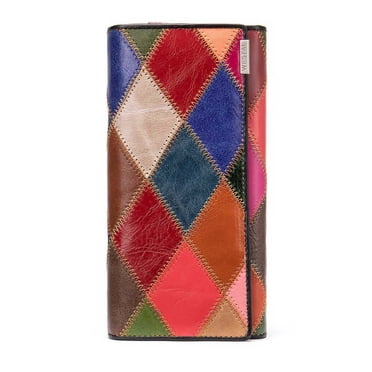Xingzhi Women Wallet Luxury Leather Spliced Purse Credit Cards Holder Japanese Style Multifunction Pocket Zipper Handbag Matte/Rhombus