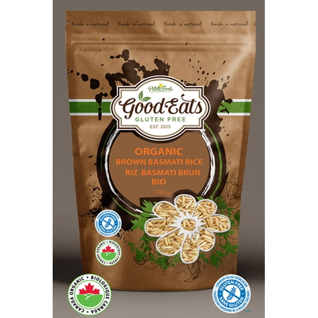 Goodeats Riz Basmati Brun Biologique, 700 g Riz Basmati Brun à Grains Longs Certifié Biologique avec Parfum Naturellement Aromatique et Saveur de Noisette Qui Cuit à une texture Légère et Moelleuse. Sans Gluten et Végétalien, Idéal pour les Currys, Sautés, Bols de Riz et Plats d'Accompagnement. Convient Aussi aux Bols de Préparation de Repas Ou au Broyage en Farine de Riz Grossière pour Pâtes.