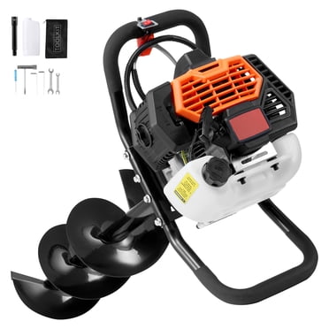 KFFKFF Gas Earth Auger, 52CC 1450W, includes 8” Drill Bit & Extension Rod, Ideal for Garden, Farmland Fence Installation, Orange & Black