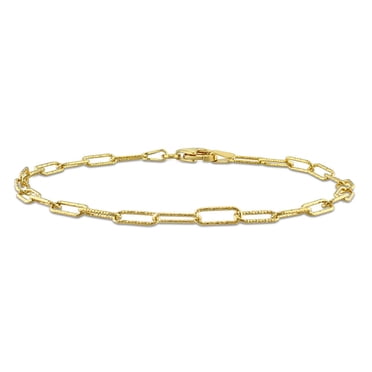 Miabella 18K Yellow Gold Plated Sterling Silver Paperclip Bracelet