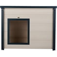 thumbnail image 1 of New Age Pet Rustic Lodge Outdoor Dog House Maple With Green Trim, 1 of 8