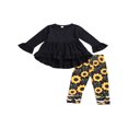 thumbnail image 1 of MesaSe 2Pcs Toddler Kids Baby Girls Clothes Set Ruffle Dress Tops Sunflower Print Pants Outfits, 1 of 5