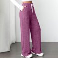 thumbnail image 3 of fatyb Womens Casual Ribbed Knit Pants Wide Leg Lounge Pants with Pockets Drawstring Loose Comfy Trousers, 3 of 7