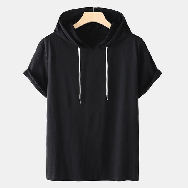 EGNMCR T-shirts pour Hommes Hommes Décontracté Uni Mode à Capuche Chandail à Manches Courtes T-Shirt de Sport Haut
