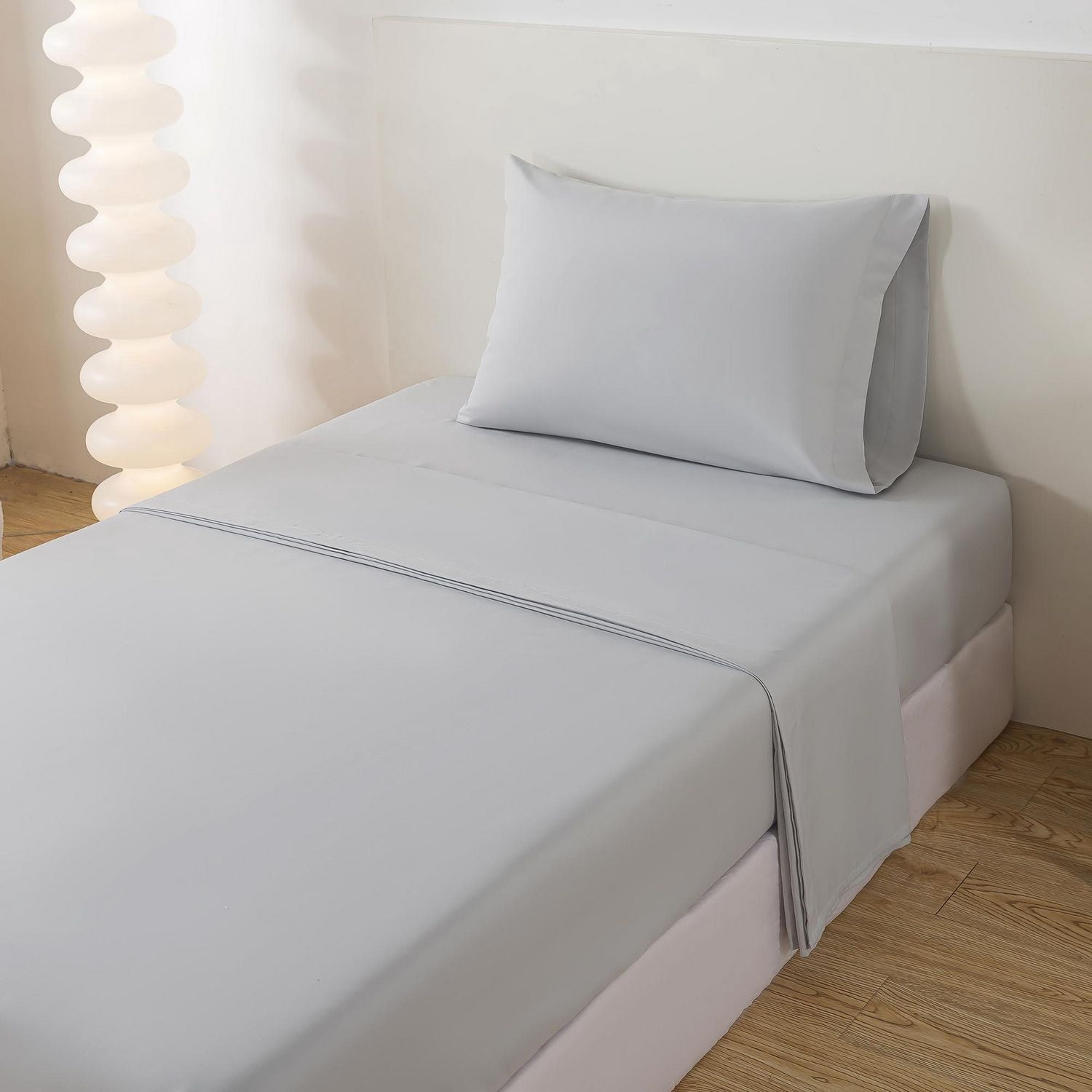 Mainstays – Ensemble de literie tout-en-un réversible avec couette et draps, 5 pièces, simple très grand (Twin XL), rayures grises