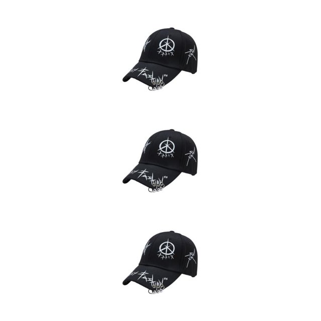 Baohd Stylish Adjustable Baseball Cap For Summer And Sun Protection Stylish And Practical Hats For Women black ring bead 3Set