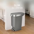 thumbnail image 2 of Simplehuman 40 Liter / 11 Gallon Trash Can, Slim Kitchen Step Trash Can with Liner Rim, Grey Plastic, 2 of 6
