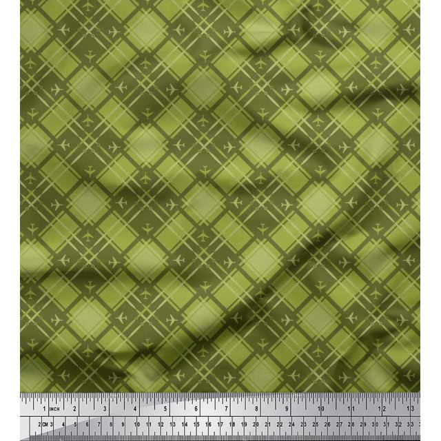Soimoi Cotton Voile Fabric Diagonal Check Print Fabric by Yard 56 Inch Wide