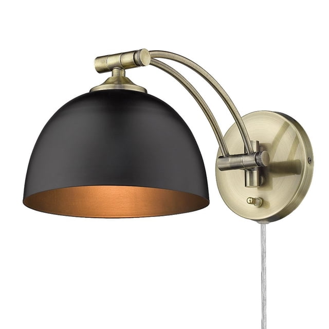 Golden Lighting Rey Applique Articulée Moderne 1-Lumière en Laiton Vieilli Noir Mat
