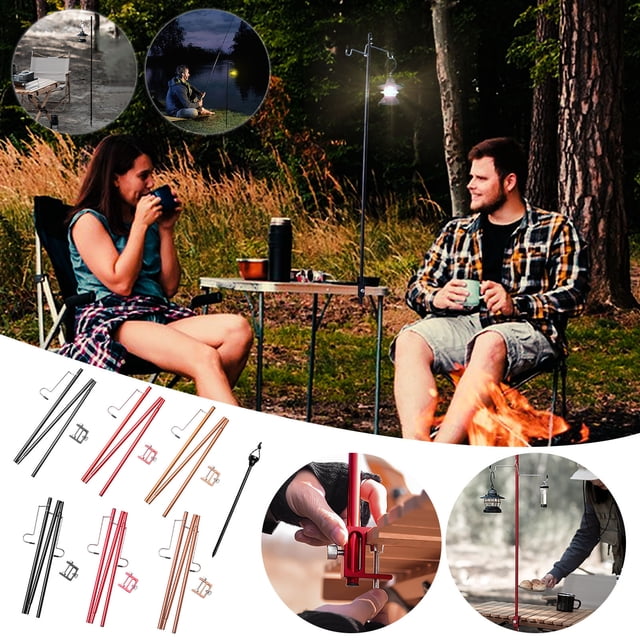 Vaidha Outdoor Multi-function Pole Portable Camping Rack Hook Camping Lighting Pole