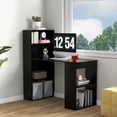thumbnail image 3 of Patiojoy 48 Inch Computer Desk with Bookshelf 3-in-1 Home office Desk with 4-Tier Bookcase & CPU Stand Space-saving Reversible Writing Desk Black, 3 of 10