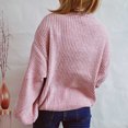 thumbnail image 4 of Timegard Chandails à Manches Longues pour Femmes Automne Hiver Décontractés Confortables Col Ras du Cou Manches Longues Bouffantes Hauts de Couleur Unie, 4 of 8