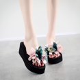 thumbnail image 2 of Mode Femmes à Enfiler à Bout Ouvert Talons Compensés Décontractés Sandales Pantoufles à Fleurs, 2 of 9