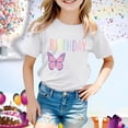 thumbnail image 2 of PMVFHDE Hauts de Bain pour Fille T-Shirt Fille d'Anniversaire à Manches Courtes T-Shirt d'Été à Col Rond Coupe Décontractée Chandails de Base Blanc, 8-9 Ans, 2 of 4