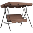 thumbnail image 1 of Outsunny 3-Seat Patio Swing Chair with Adjustable Canopy Brown, 1 of 10